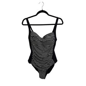 Bond-Eye Australia One Piece Swimsuit Womens 8 Black White Stripe Joanne